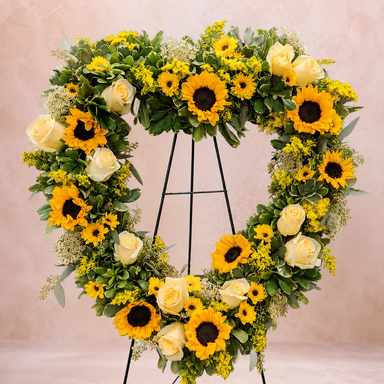 Corazón Girasoles de Vida — arreglo fúnebre en Cartagena